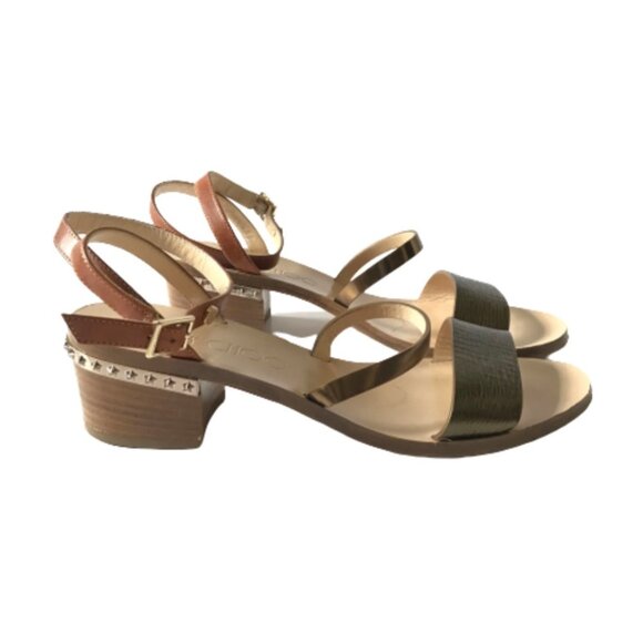 Jimmy Choo Leather Star Studded Wrap Sandals Womens 36.5 Brown Block Heels Shoes - Picture 8 of 13